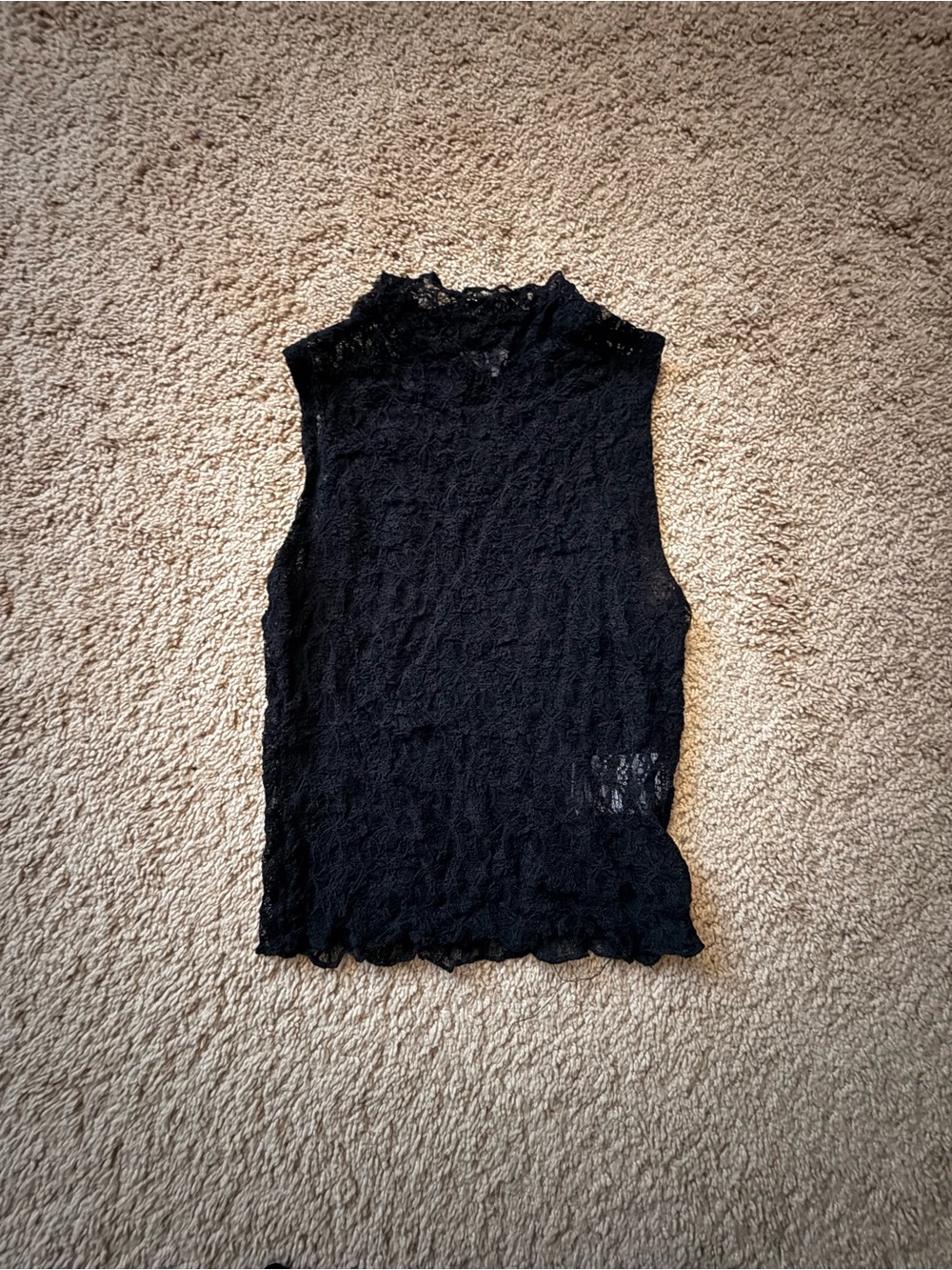 Cotton On Black Lace Sleeveless Mock Neck Top